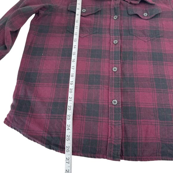Tilley Womens Long-Sleeve Plaid Button-Up Shirt SZ L Cotton Blend BurgundY Black - Picture 4 of 11